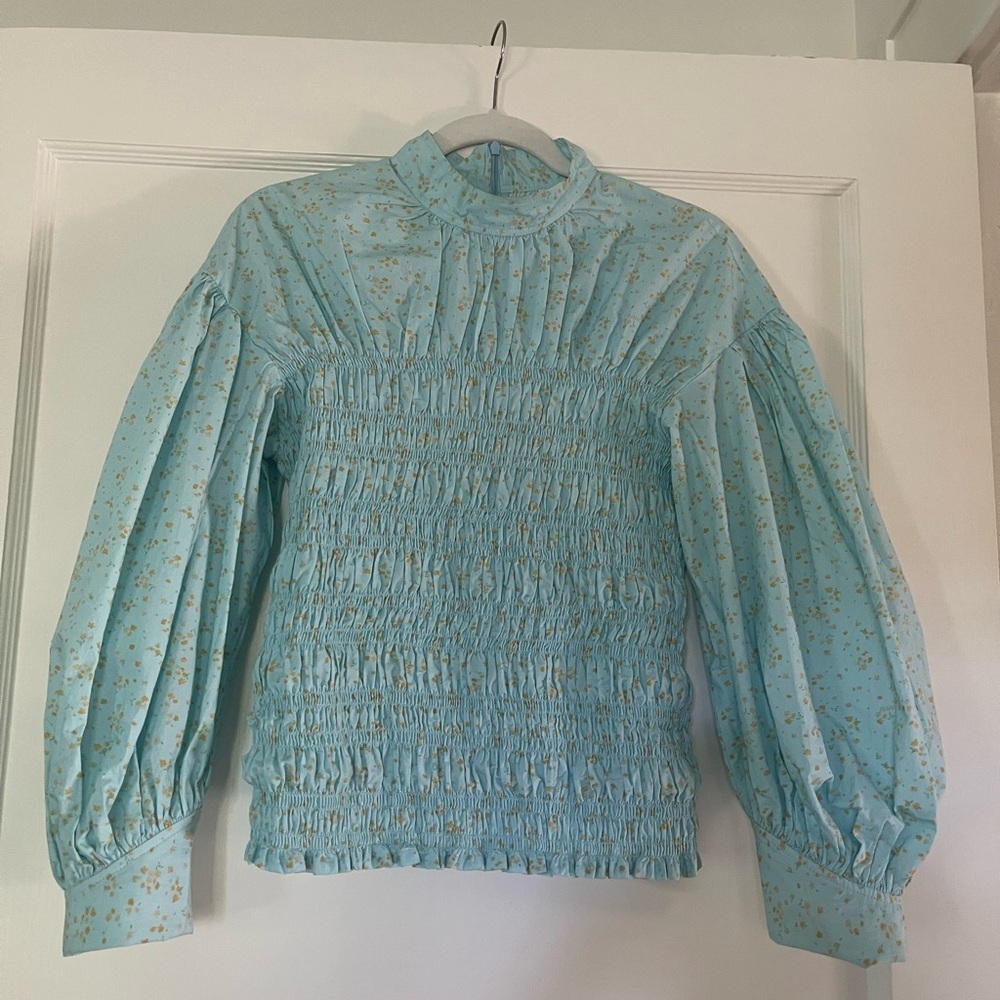GANNI SMOCKED TOP